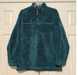 True Grit Men's Turquoise Faux Fur Quarter Zip Pullover, Size L